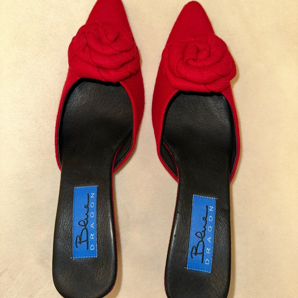 Blue Dragon - NEW(never worn) Red Kitten heel slides Size 8